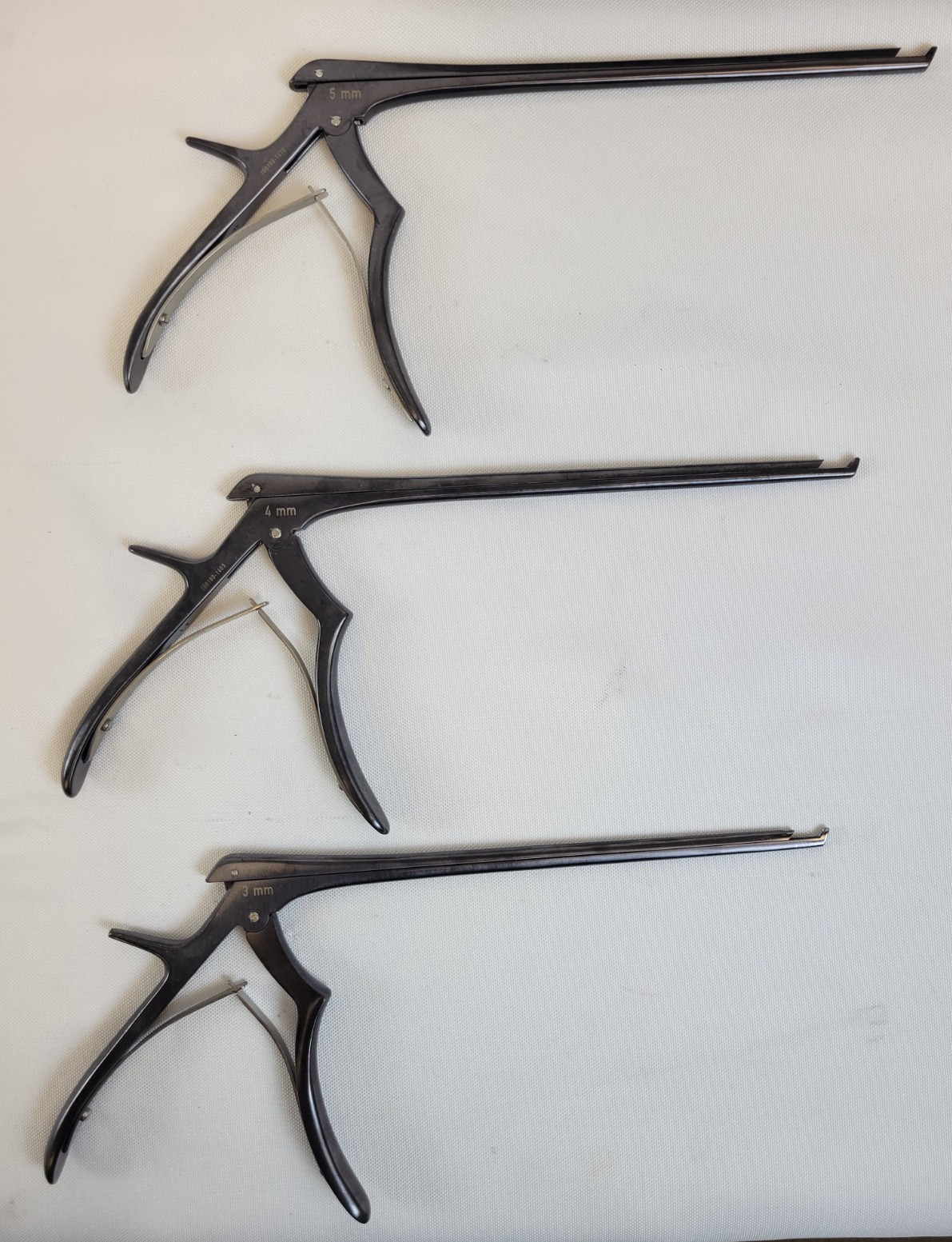 Set of 6 Ruggles Kerrison Rongeurs, 8″, 40° Upward Bite Angle, With Case