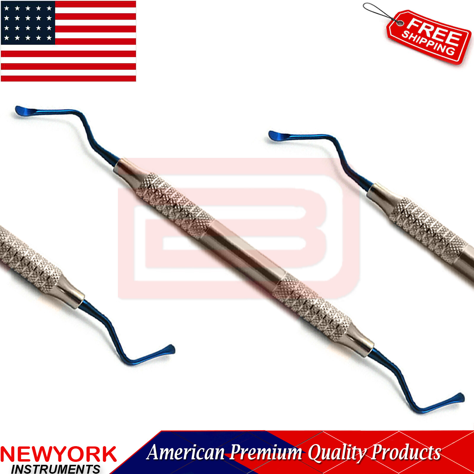 Lucas Bone Curette Periodontal Surgical Cyst Removal Titanium Blue Tip