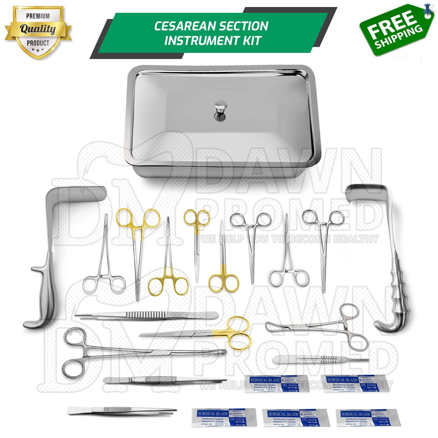 New 23 Pcs Cesarean Section Surgical Instruments Kit C- Section Set Gynecology