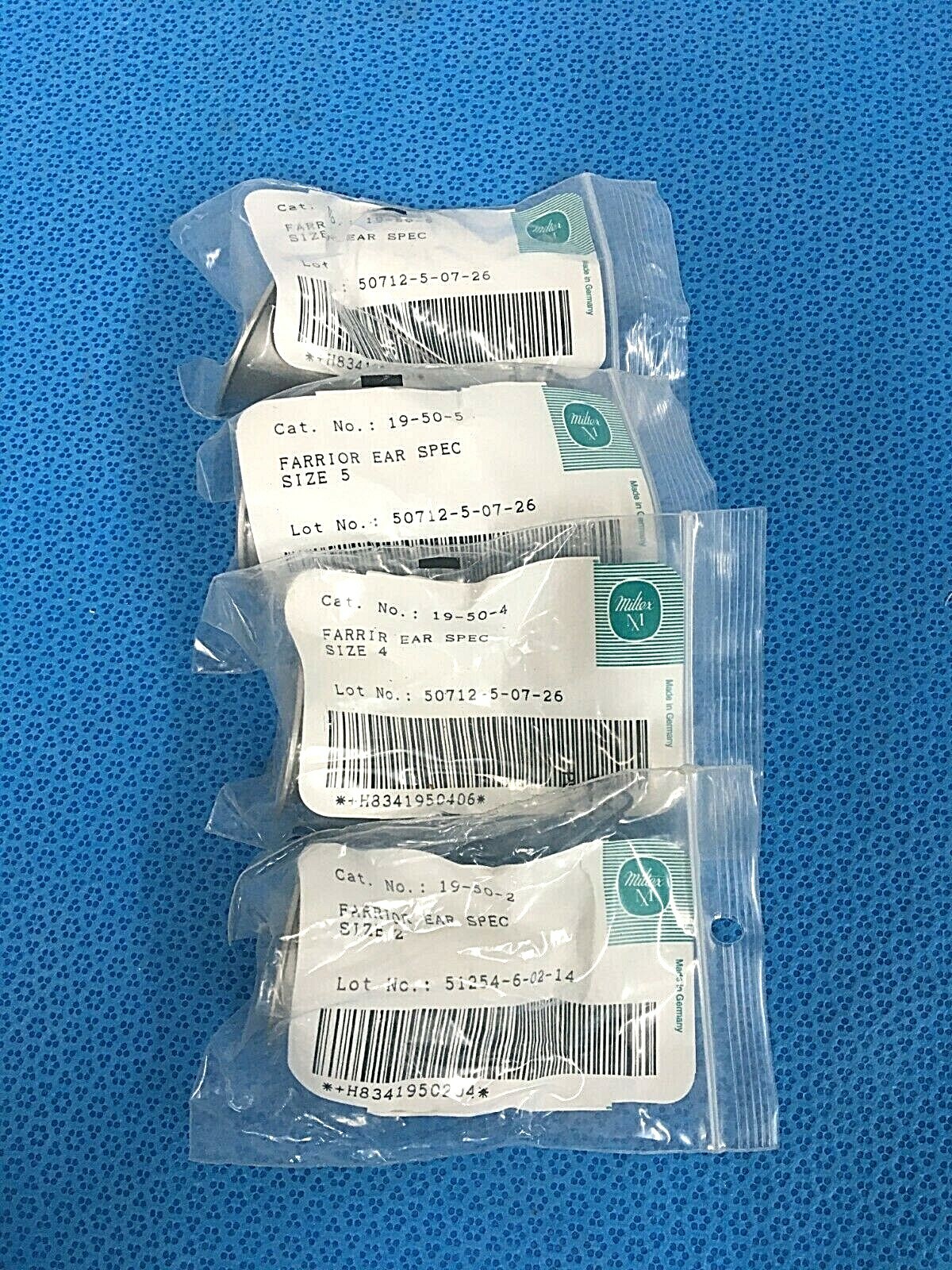 Miltex Farrior Ear Speculum, 19-50-5, 19-50-4, 19-50-2. Lot of 4. New.