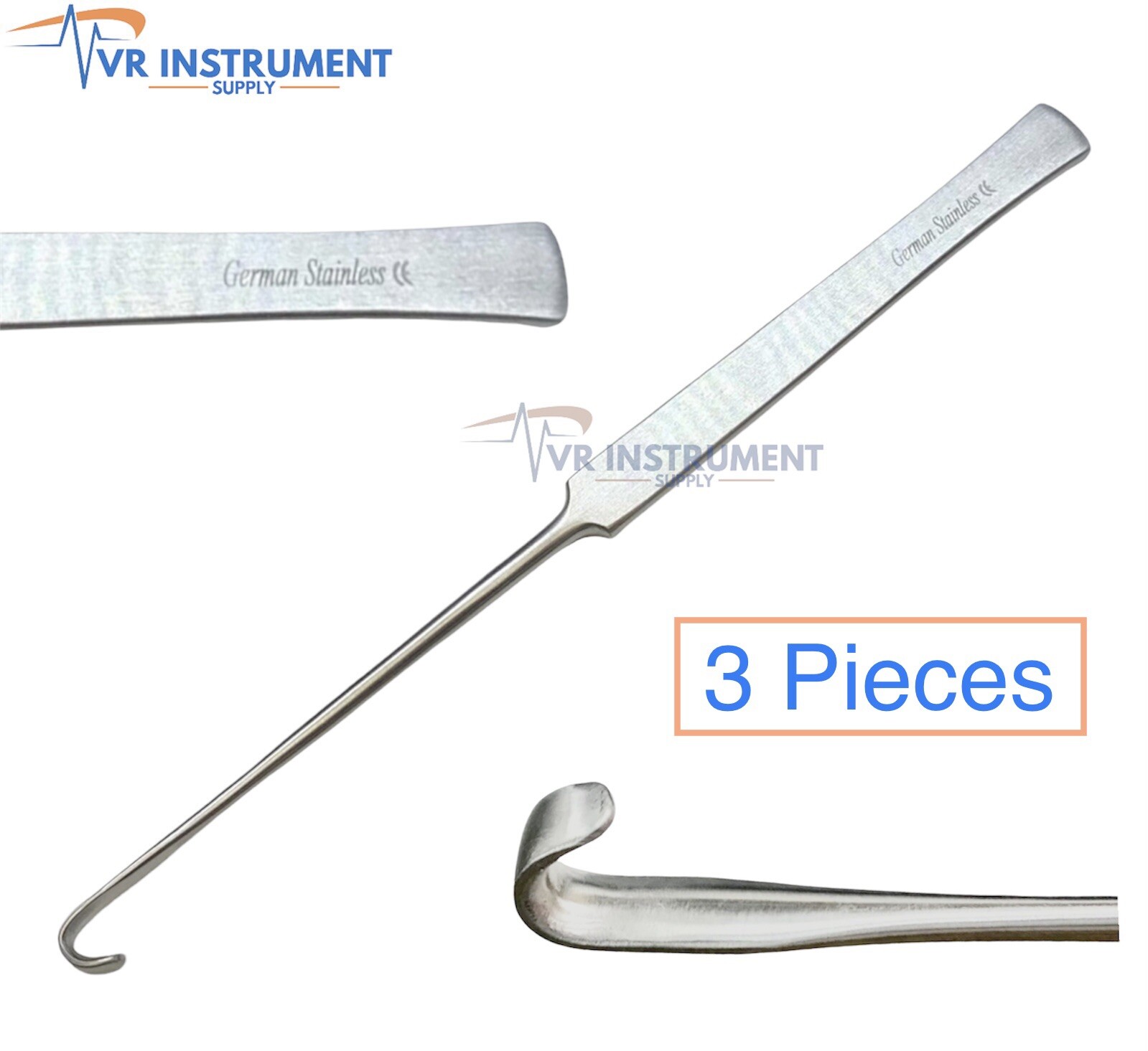 Spay Snook Hook 8″ Veterinary Surgical Instruments Stainless Steel 3 Pieces