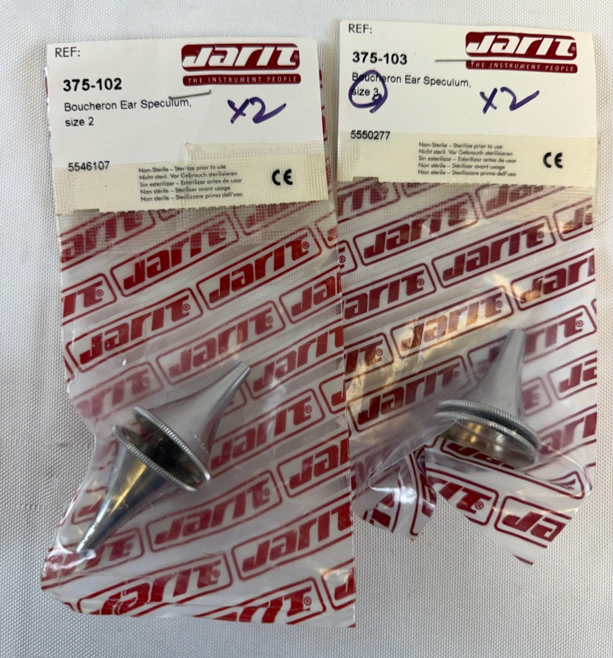 Set of 4 Jarit 375-102 & 375-103 Boucheron Ear Speculums Size 2 & 3 Otology