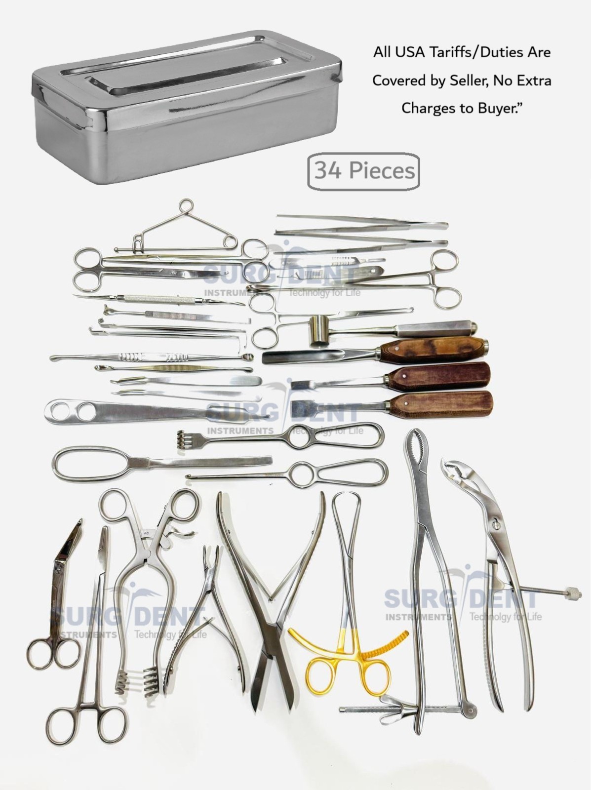 Basic Orthopedic Bone Surgery Instruments Set Kit 34 Pieces Premium Quality