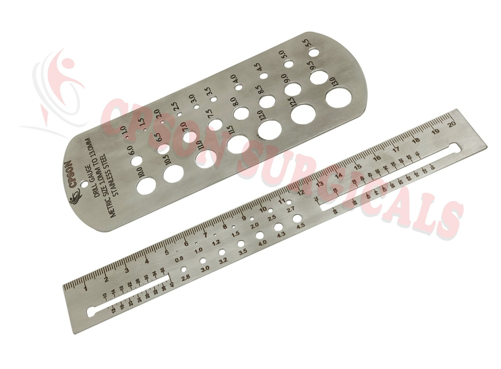 Orthopedic Combo of Measuring Drill & Screw Gauge for Drill Bit, K Wire, Pin