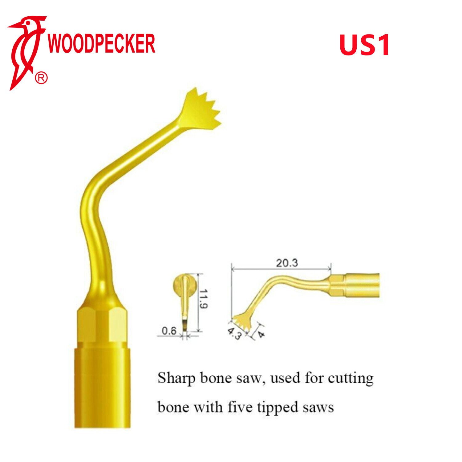 Woodpecker Dental Piezo Bone Surgery U Tips Bone Cutting Tips Fit US-II LED