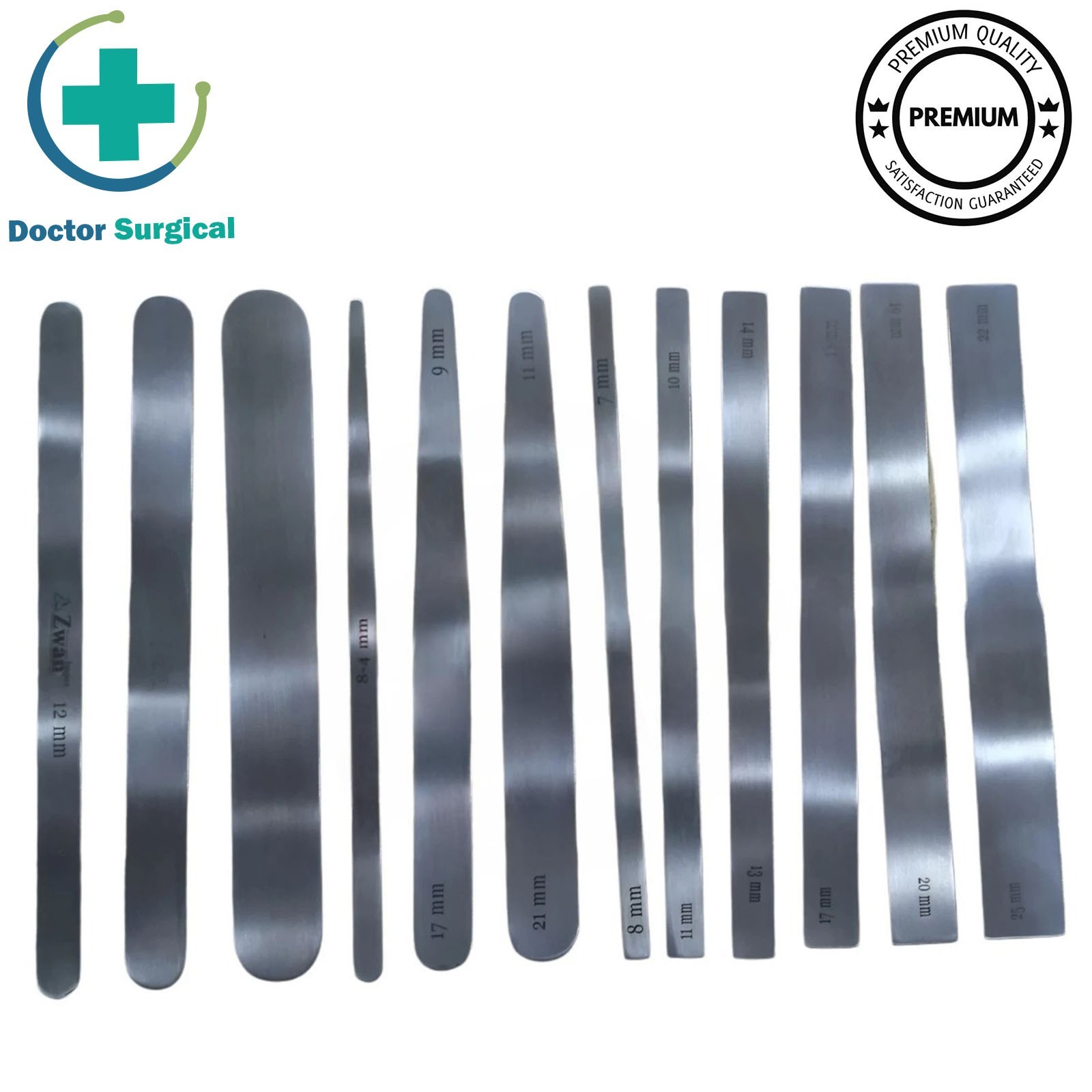 Brain trauma neurosurgery SS non-magnetic spatula malleable set of 12pcs