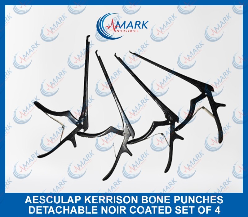 AESCULAP KERRISON BONE PUNCHES DETACHABLE NOIR COATED SET OF 4