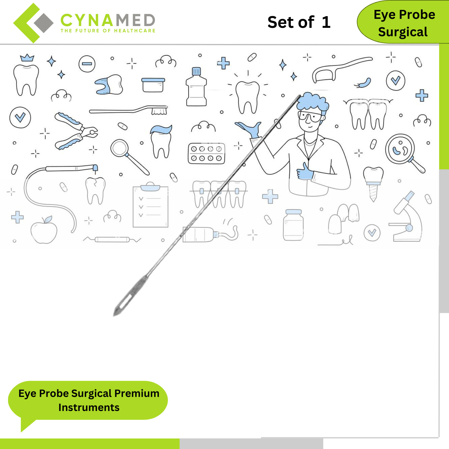 Cynamed Lab Eye Probe Surgical Premium Instruments Stainless Steel 6 inches