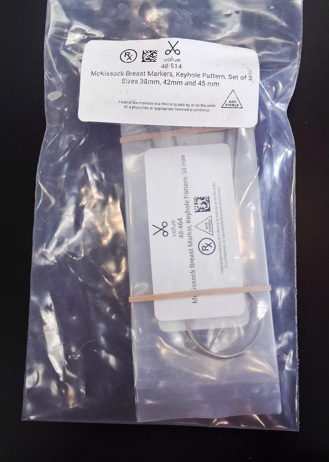 NEW McKissock Breast Marker Keyhole Pattern Set of 3 (38mm, 42mm, 45mm) Surgical