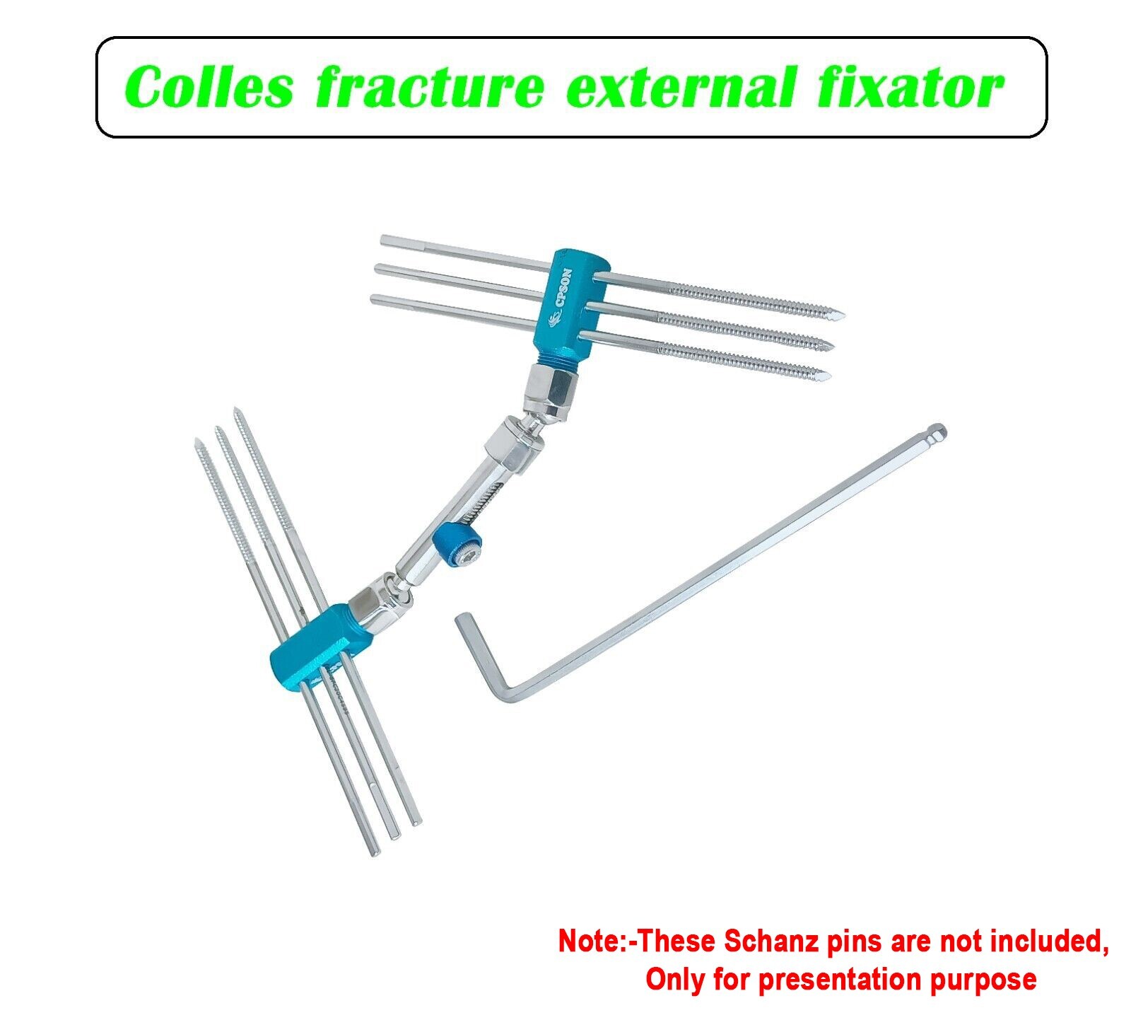 Orthopedic Fracture Surgery Colles External Fixator 145mm Set with Allen Key.