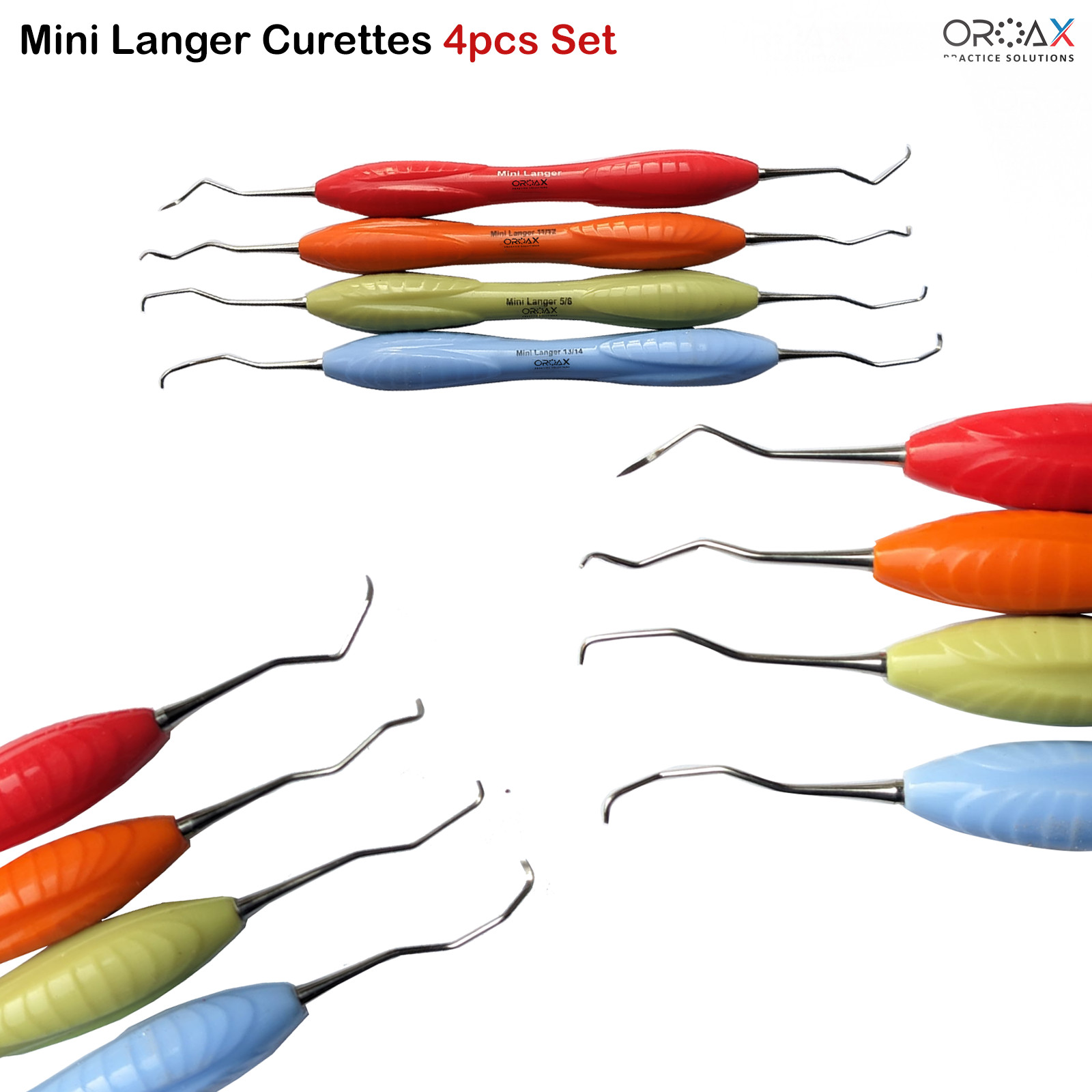 Cureta Dental Langer, microescarificador de hoz, mango de silicona periodontal