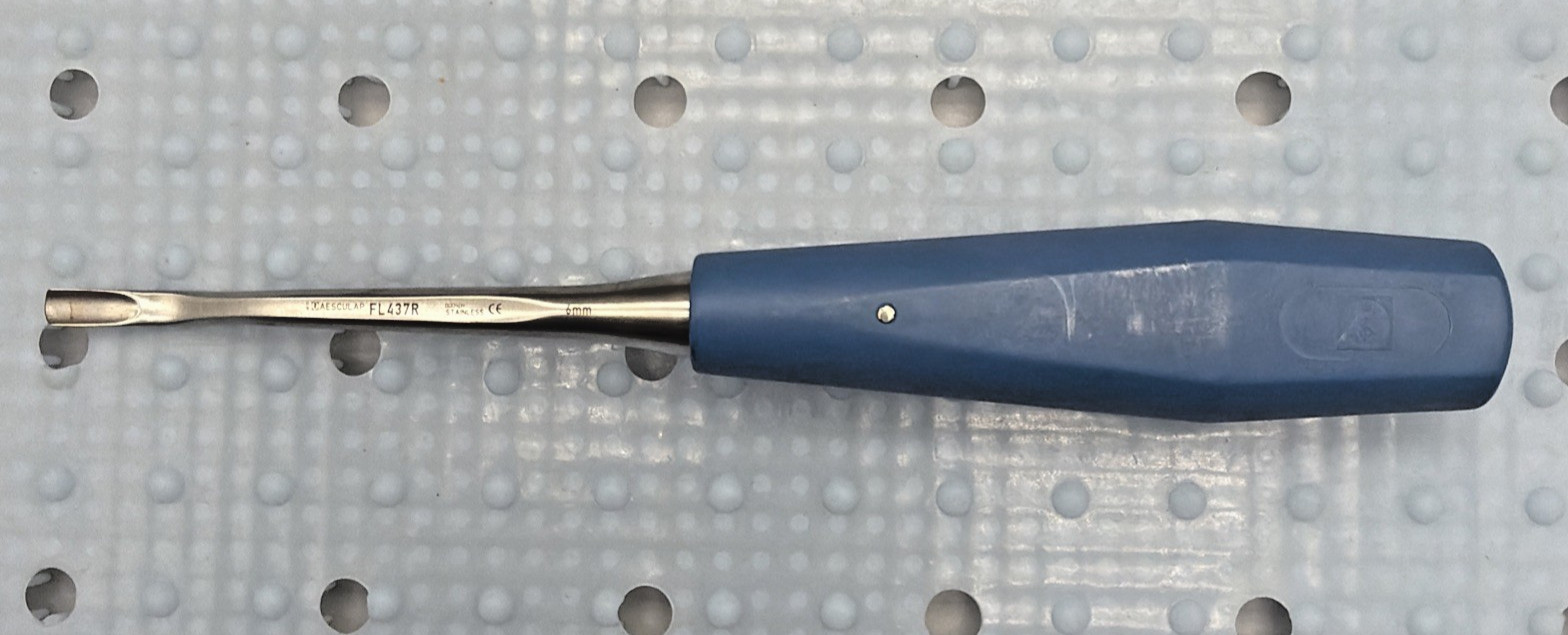 Aesculap FL437R CAPENER Gouge Straight with Blue Handle, 235mm, 9.25″
