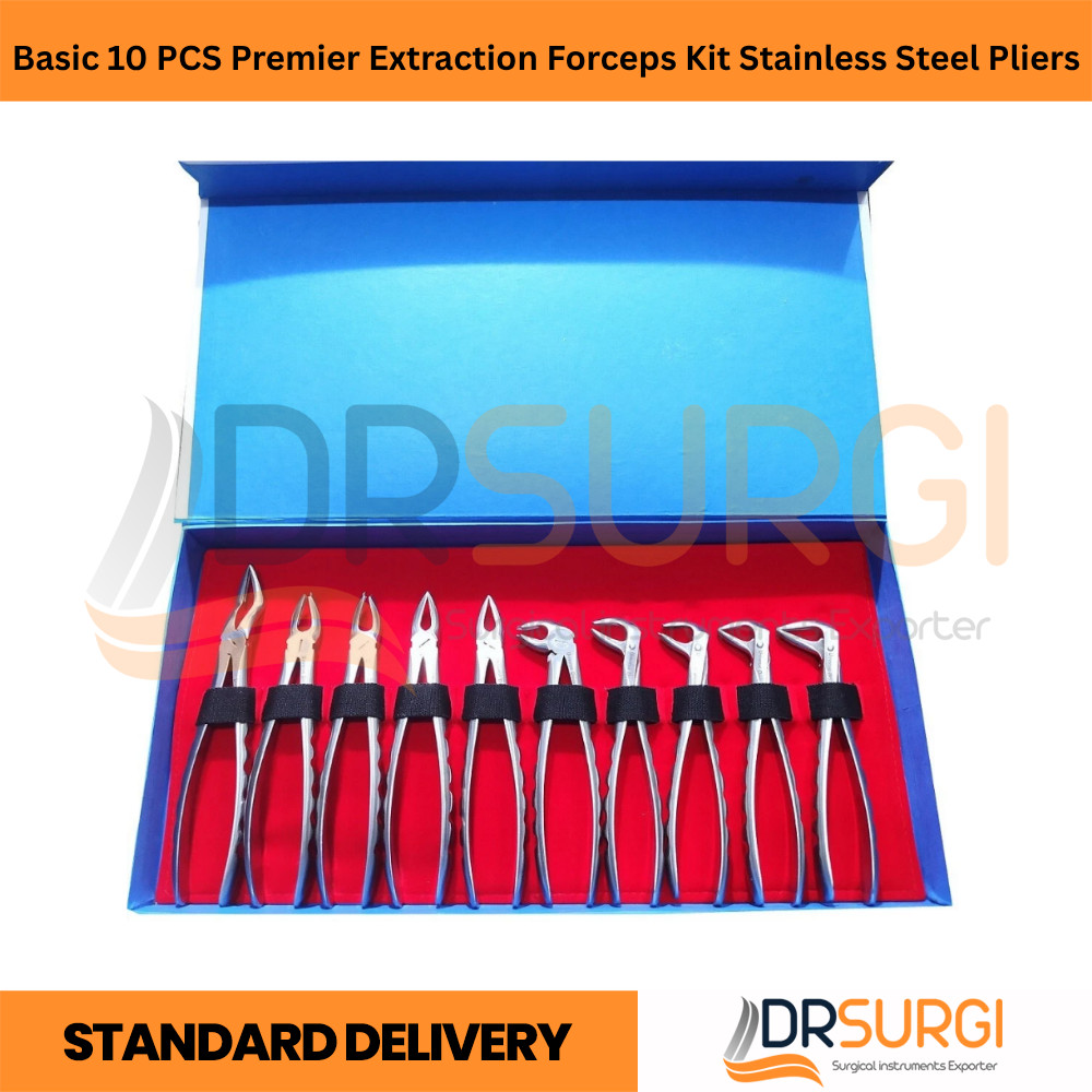 Basic 10 PCS Premier Extraction Forceps Kit Stainless Steel Pliers