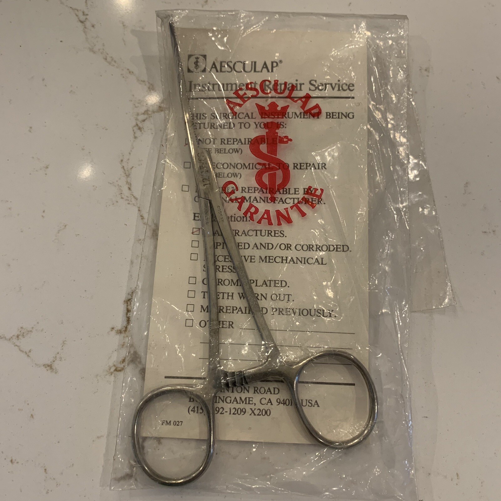 Aesculap Grooved Mini Forceps BROKEN For Parts Vintage