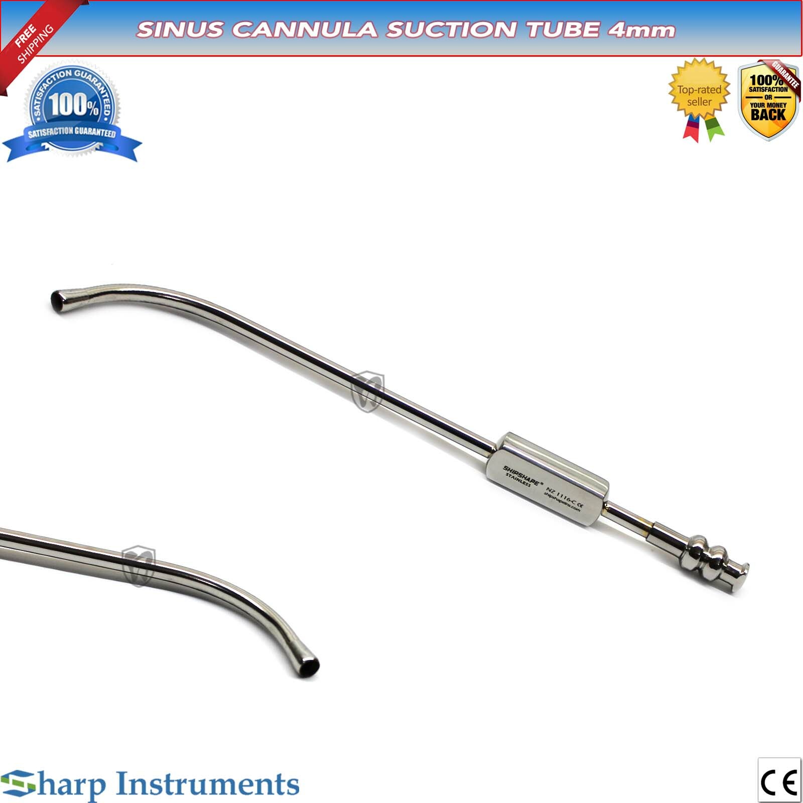Sinus Cannula Suction Tube 4mm ENT Nasal Cavity Cleaning Surgical Instruments