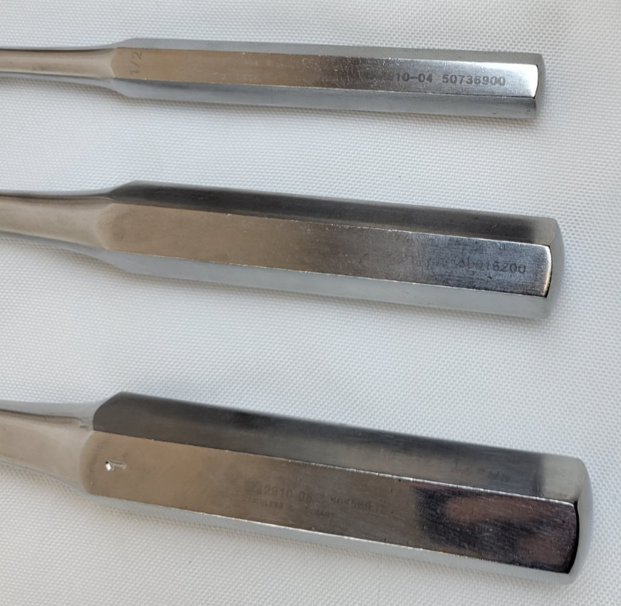 3-Pc Zimmer gSource Key Periosteal Elevator Set, 1/2, 3/4, & 1″ Blade
