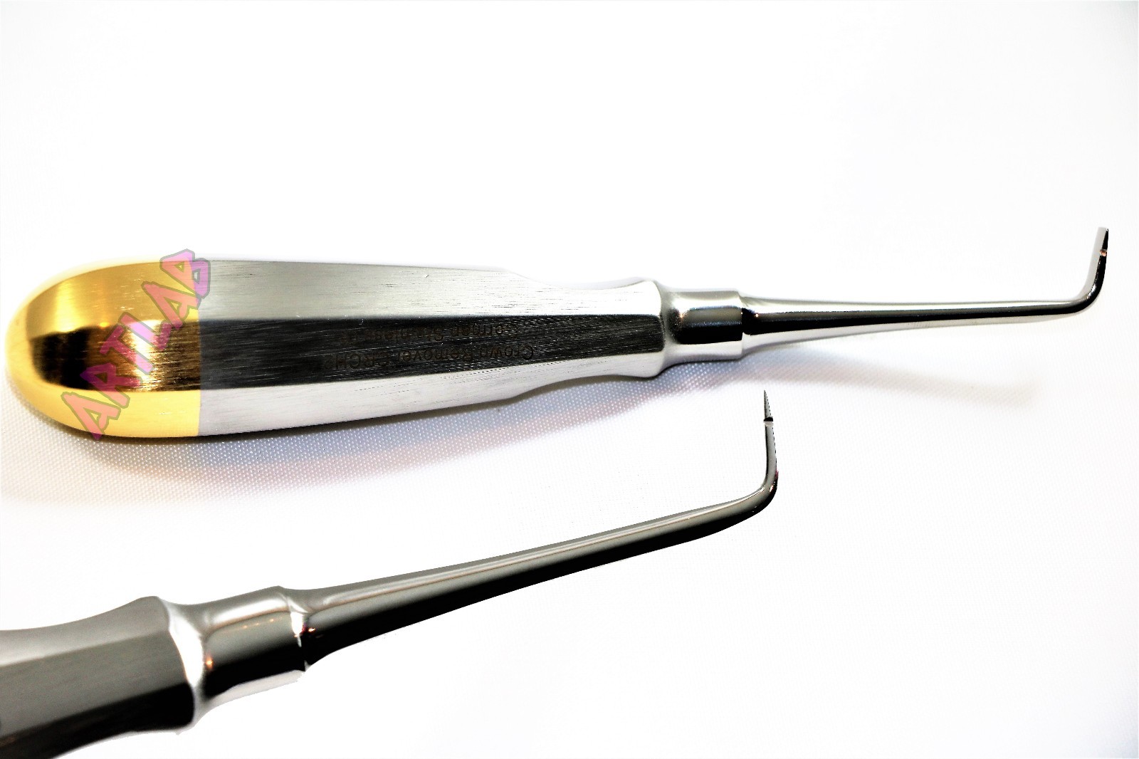 1 GERMAN CROWN REMOVER CURVED SPREADER GOLD HANDLE DENTAL SURGICAL INSTRUMENT