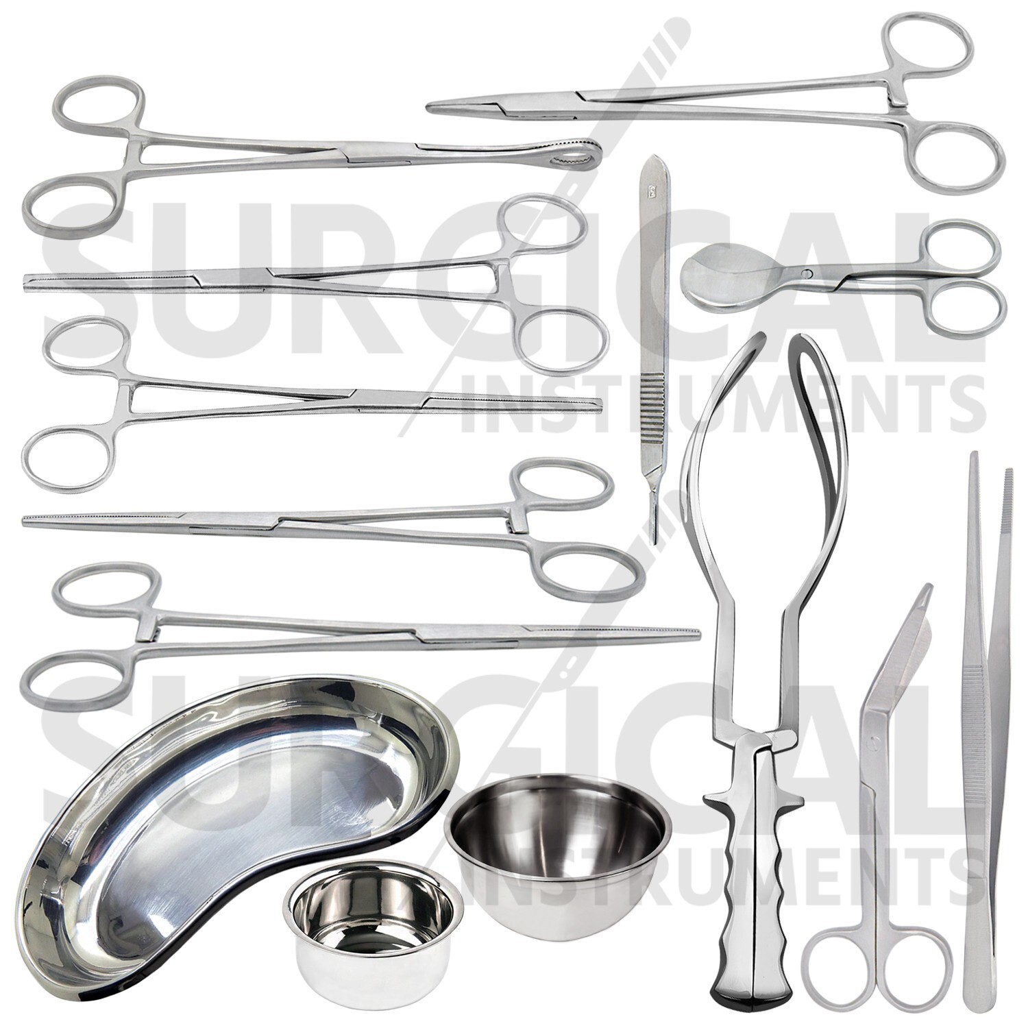 16 Pcs Basic Delivery Set Stainless Gynecology Surgical Instruments German Grade