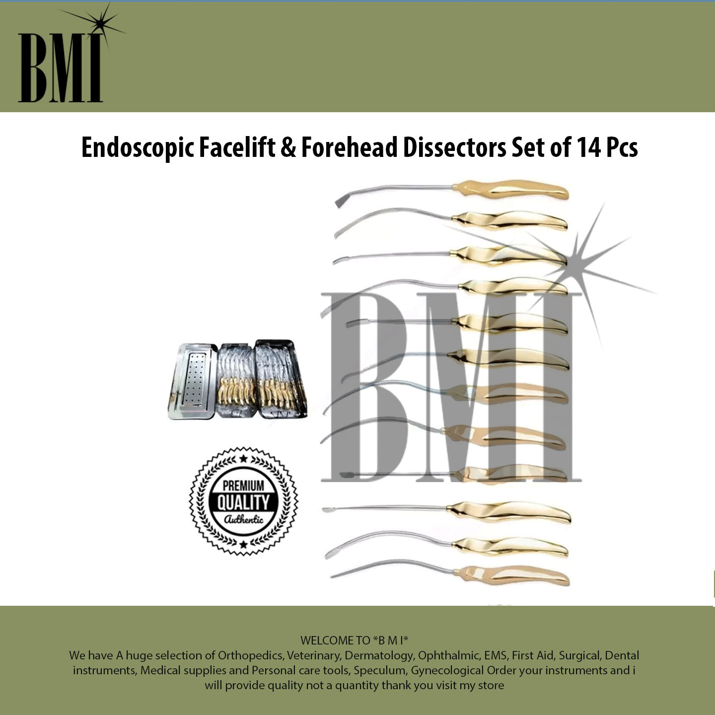Endoscopic Facelift & Forehead Dissectors Set of 14 Pcs