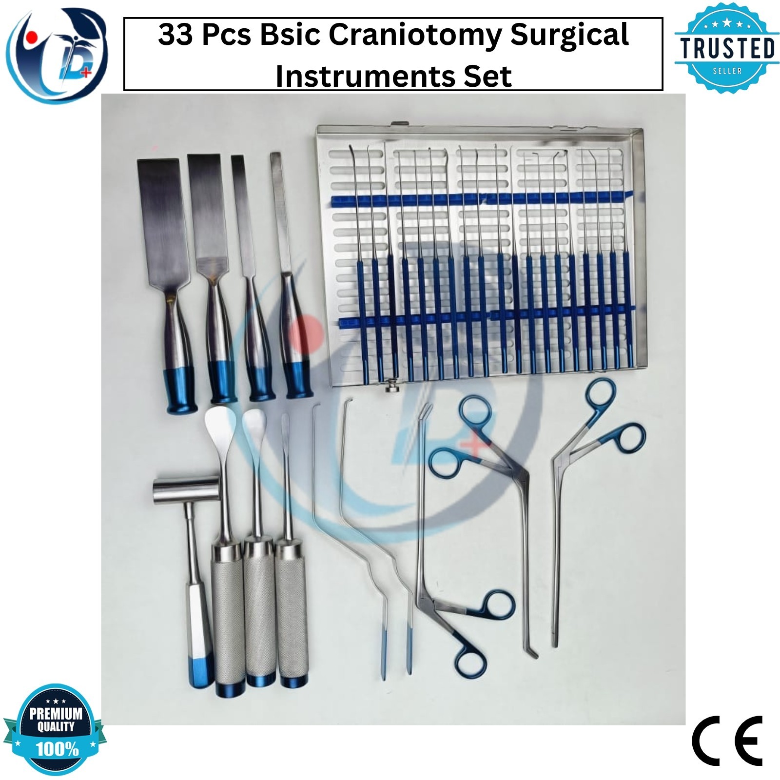 Basic Craniotomy Orthopedic Spine Surgical Instruments Set of 33 Pcs