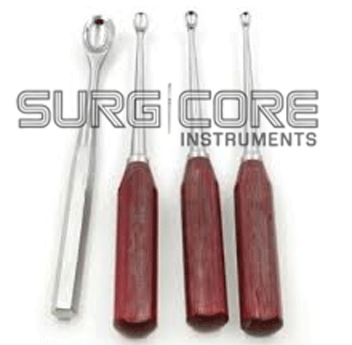 Set Of 4 Pcs Femoral Ligament Cutter Hatt Spoon Surgical Orthopaedic Instruments