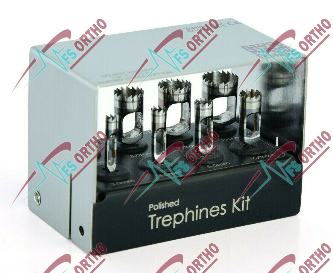Dental Implant Trephine Drills Kit 8pcs Set Polished Surgical Surgery CE