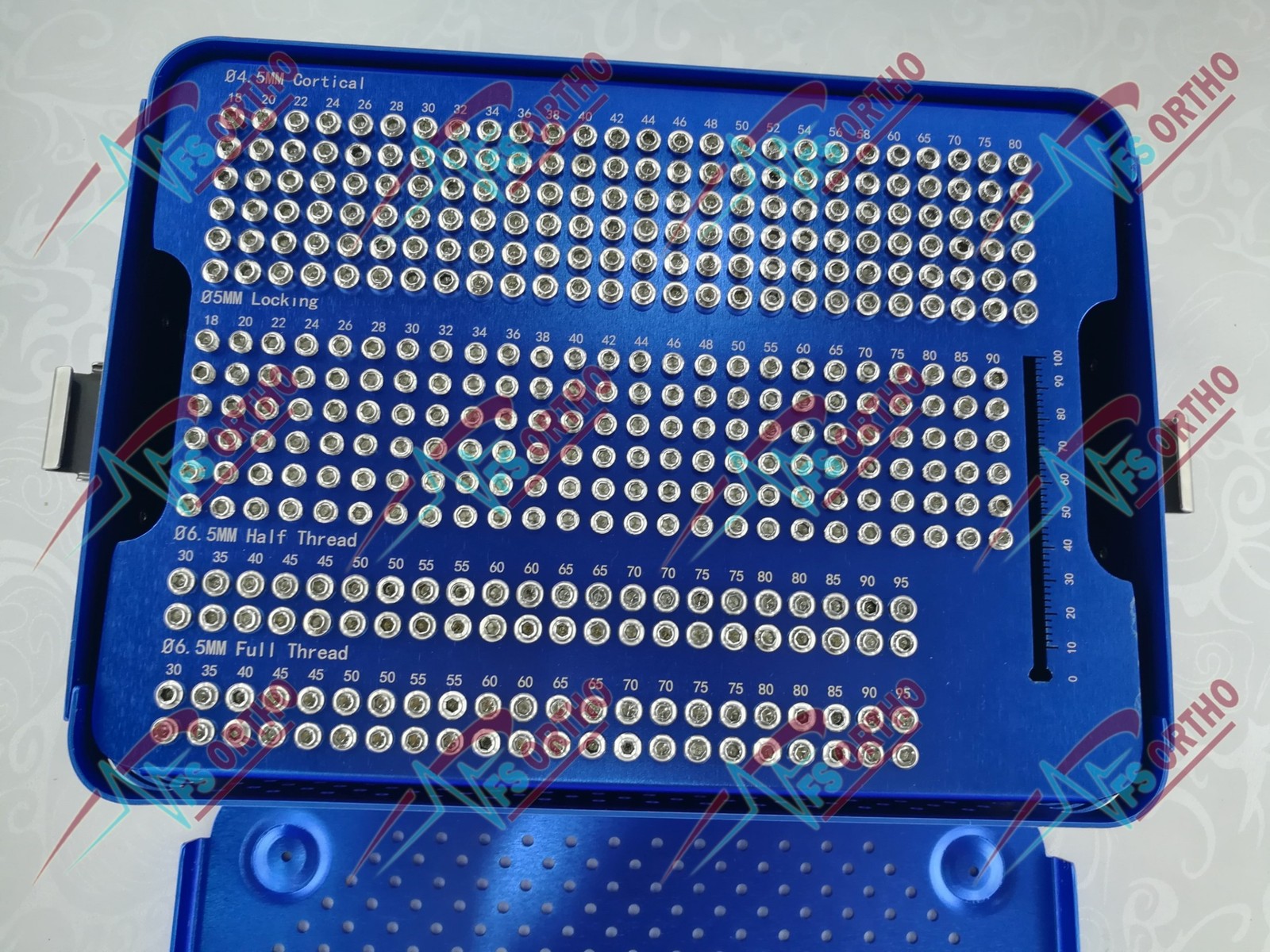 Orthopaedic Screws Box with 4.5mm,5mm & 6.5mm(half & Full thread) screws 395 pcs