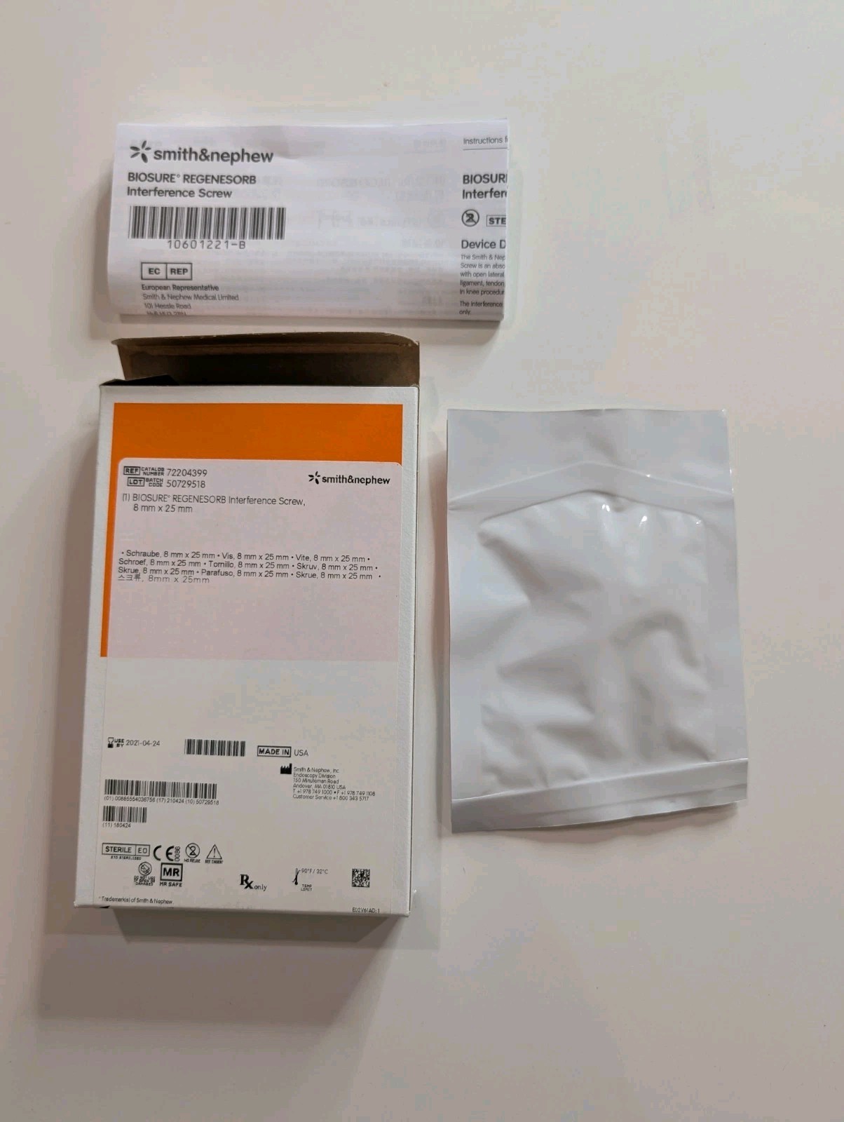 Smith & Nephew BIOSURE REGENESORB Interference Screw 6mm x 25mm 72204399