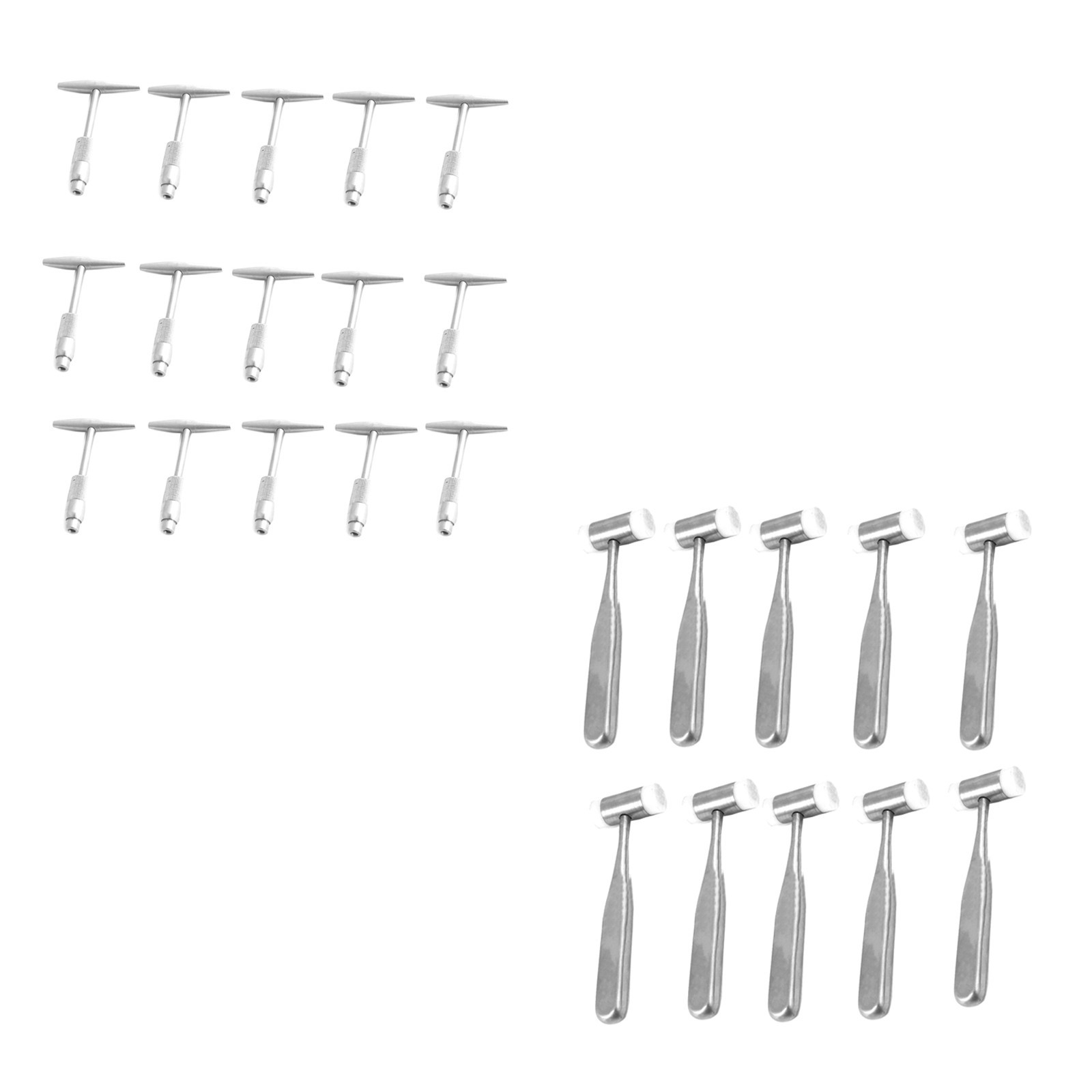 10 Pcs Bone Mallet W/ 2 White Nylon Replaceable Cap + 15 Pcs T-Handle With Quick