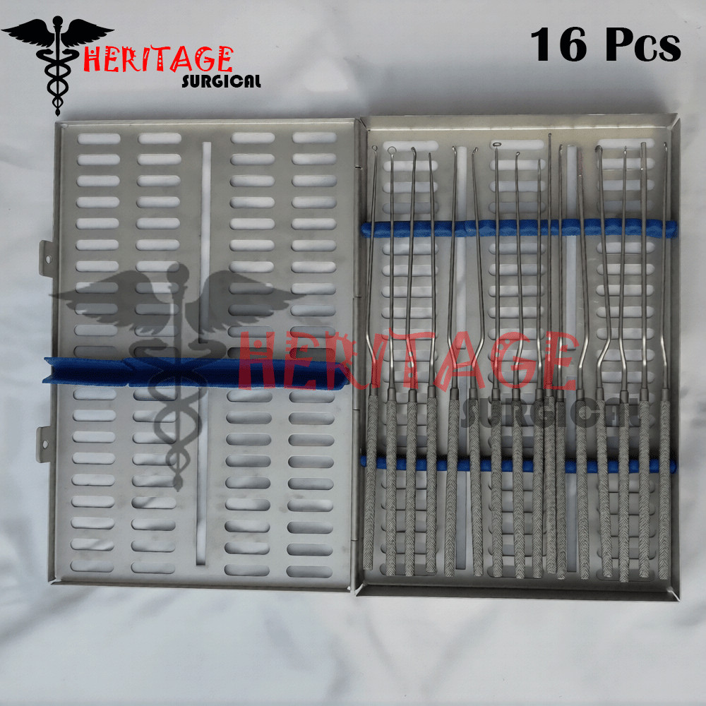 Transsphenoidal Pituitary Instrument 16 PCs Set + box Stainless Steel