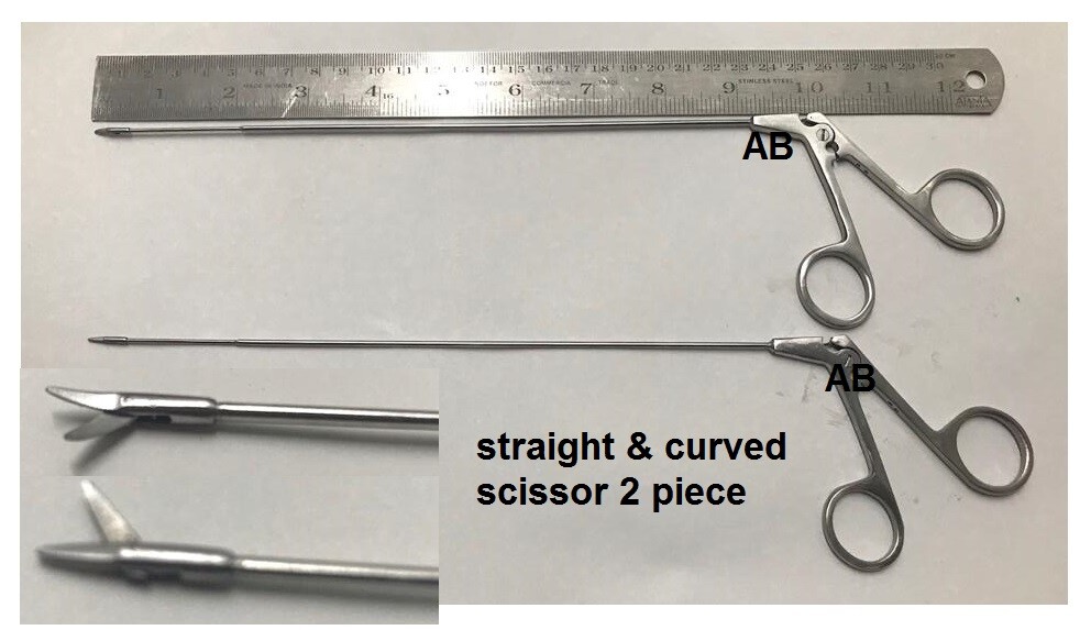 ENT SCISSOR STRAIGHT & CURVED SCISSORS 1.5 MM ROUND TIP SHARP 2 PIECE