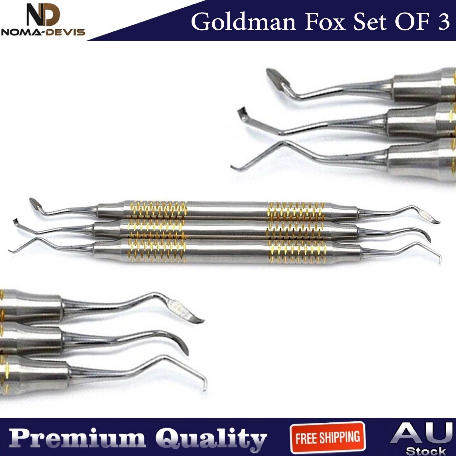 Dental Goldman Fox Scaler Set of 3 Gingivectomy Gum Grafting Periodontal Tools