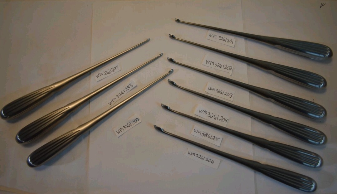WM3216297-206 SET OF 9 ORTHOPEDIC CURETTES SIZE 000-6 STRAIGHT
