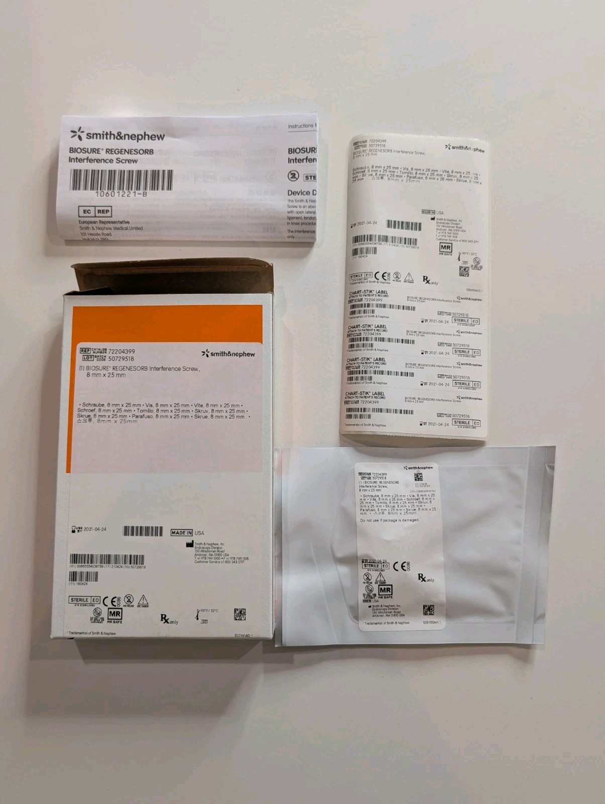 Smith & Nephew BIOSURE REGENESORB Interference Screw 6mm x 25mm 72204399