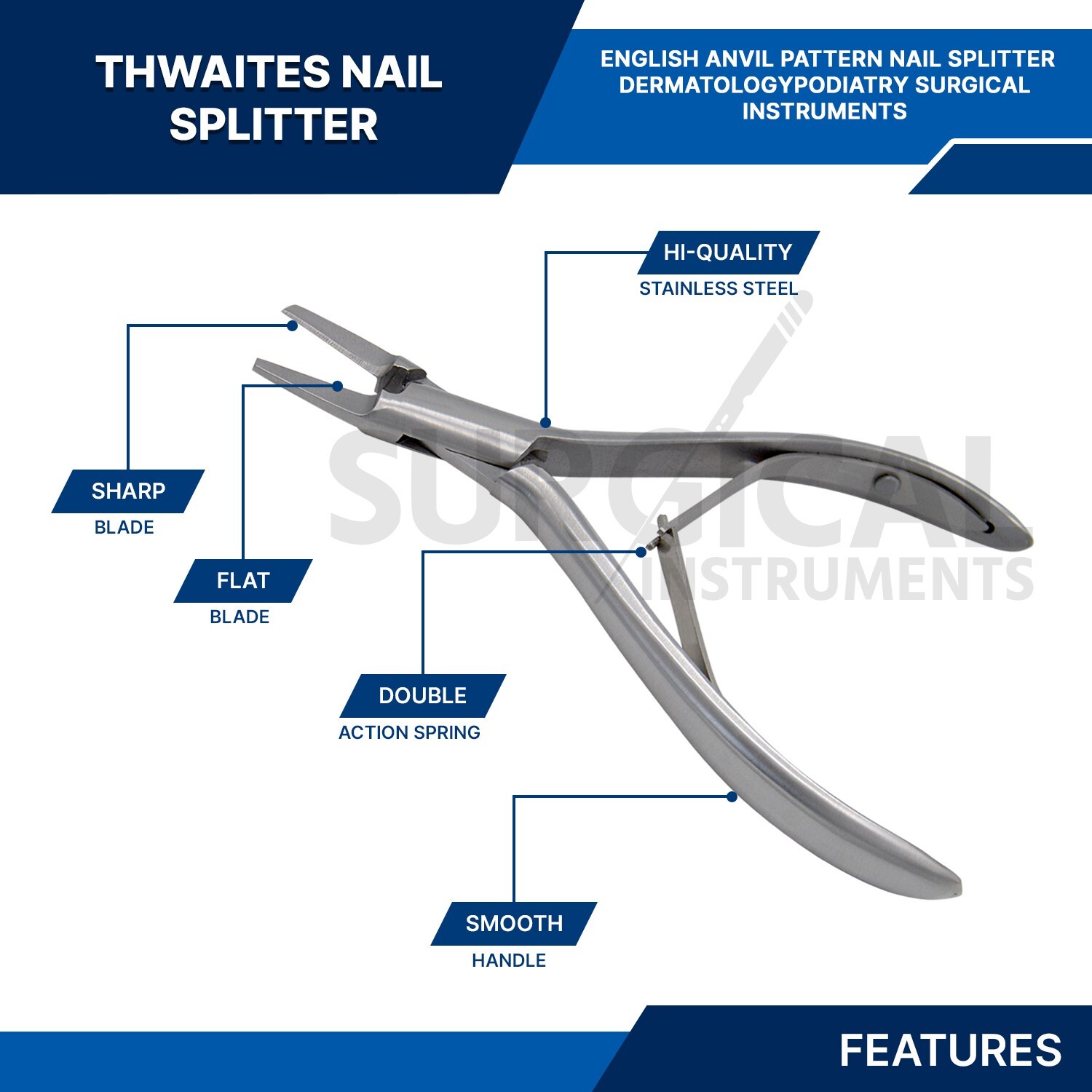 English Anvil Pattern Nail Splitter Dermatology Podiatry Surgical German Grade