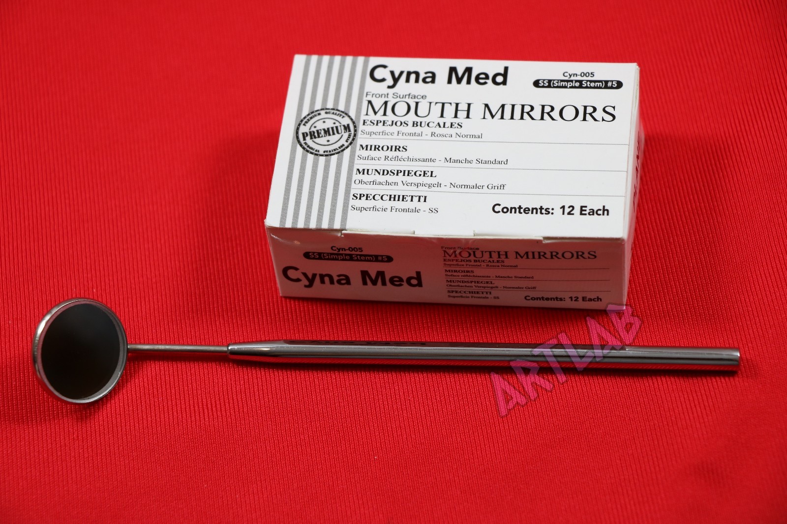 EXAMINATION DENTAL MIRROR #5 12 pcs + GERMAN HANDLE SURGICAL DENTAL INSTRUMENTS