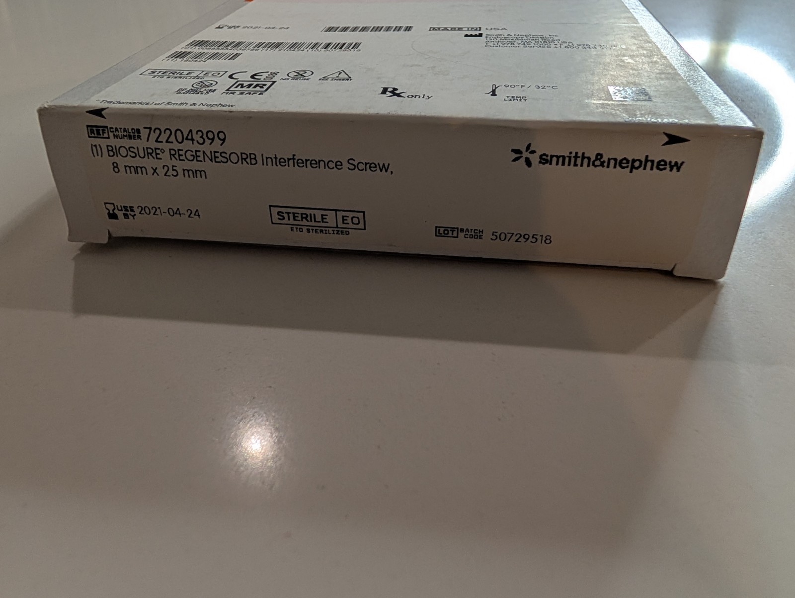Smith & Nephew BIOSURE REGENESORB Interference Screw 6mm x 25mm 72204399