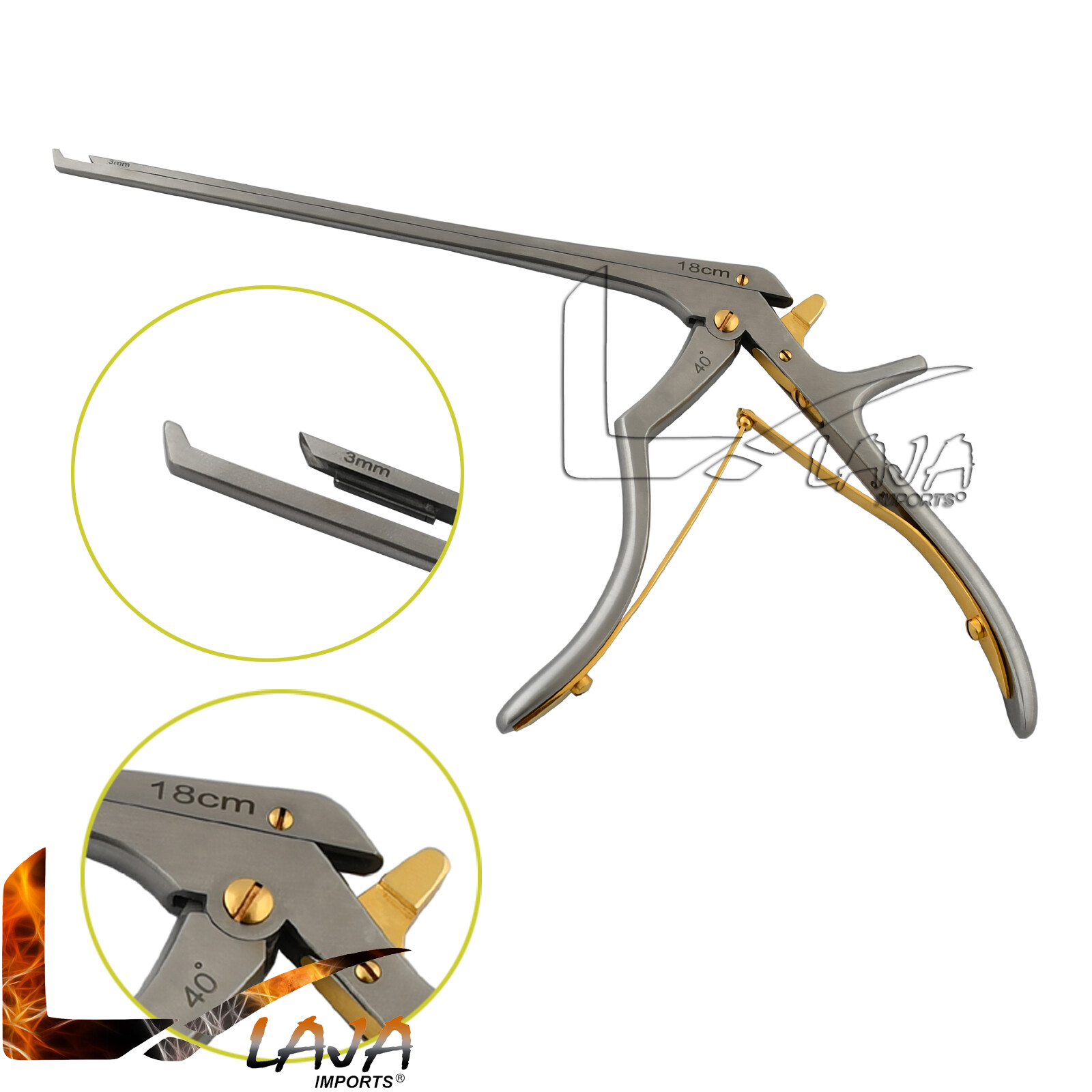 Kerrison Cervical Rongeurs 18cm Upward Cutting at 40° 3mm Bite Orthopedic OP-041