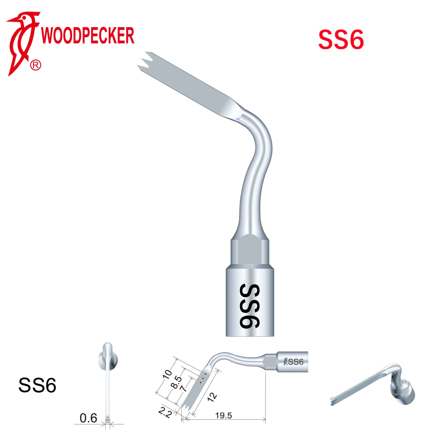 Woodpecker Dental Perio Bone Surgery Tips SS6 for Surgic Smart & Satelec