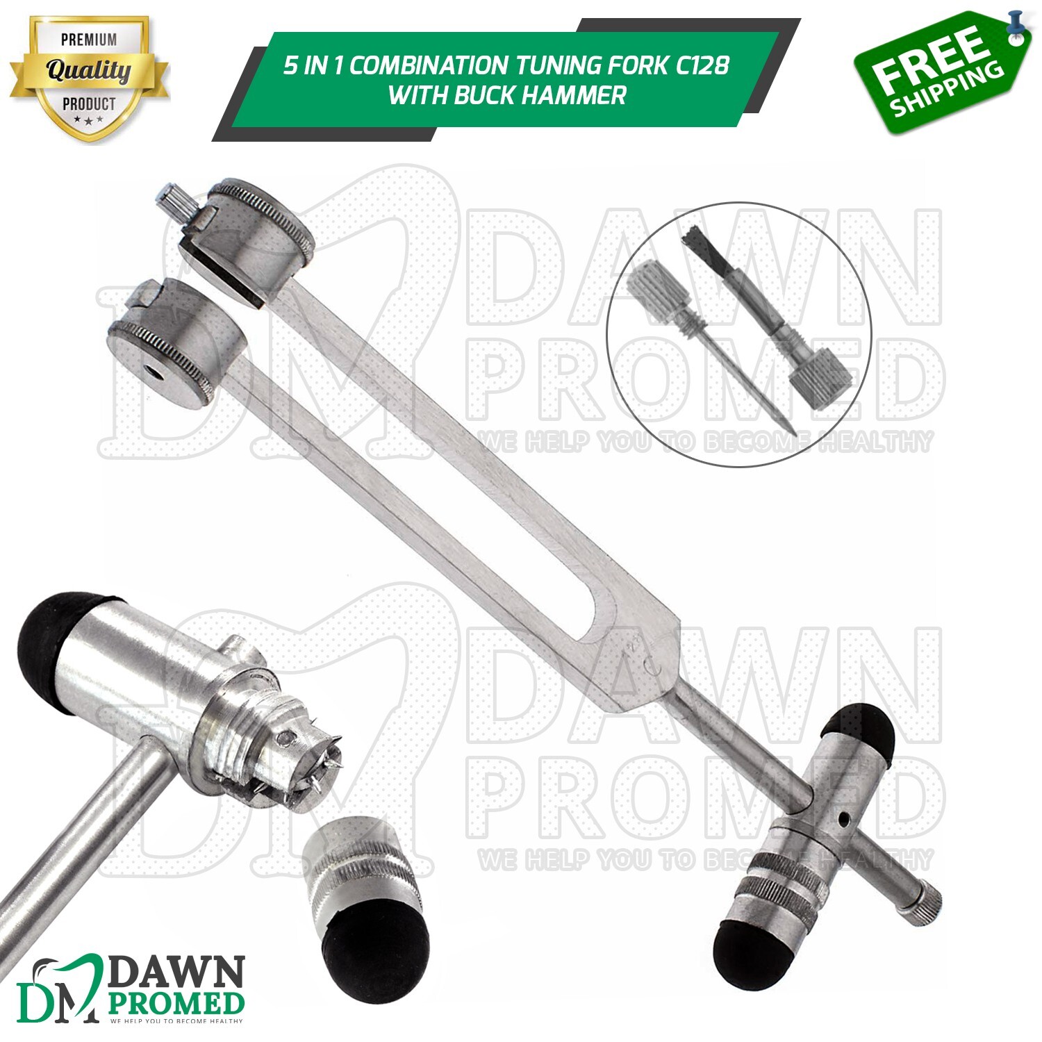 5 in 1 Combination Tuning Fork C128 With Buck Hammer EMT & EMS Diagnostic Tool