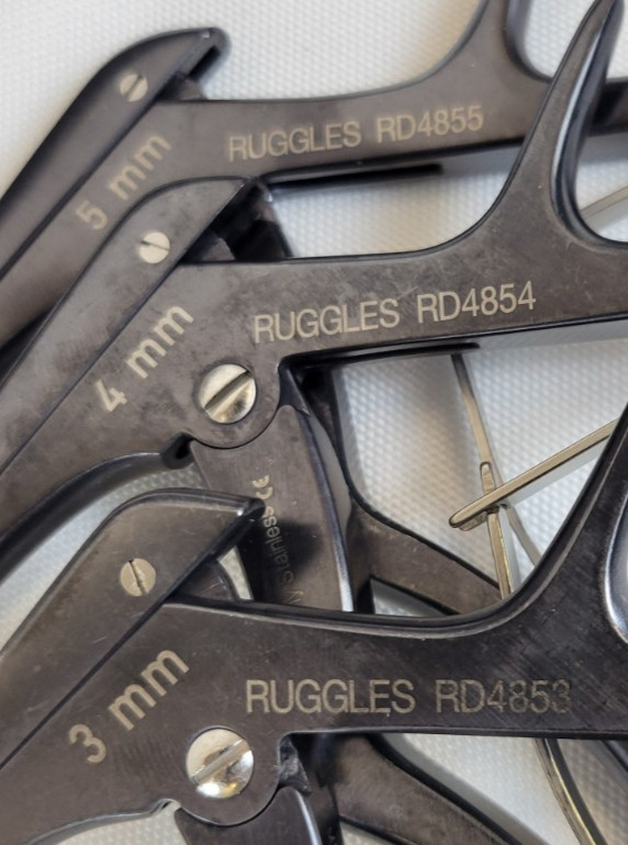 Set of 6 Ruggles Kerrison Rongeurs, 8″, 40° Upward Bite Angle, With Case