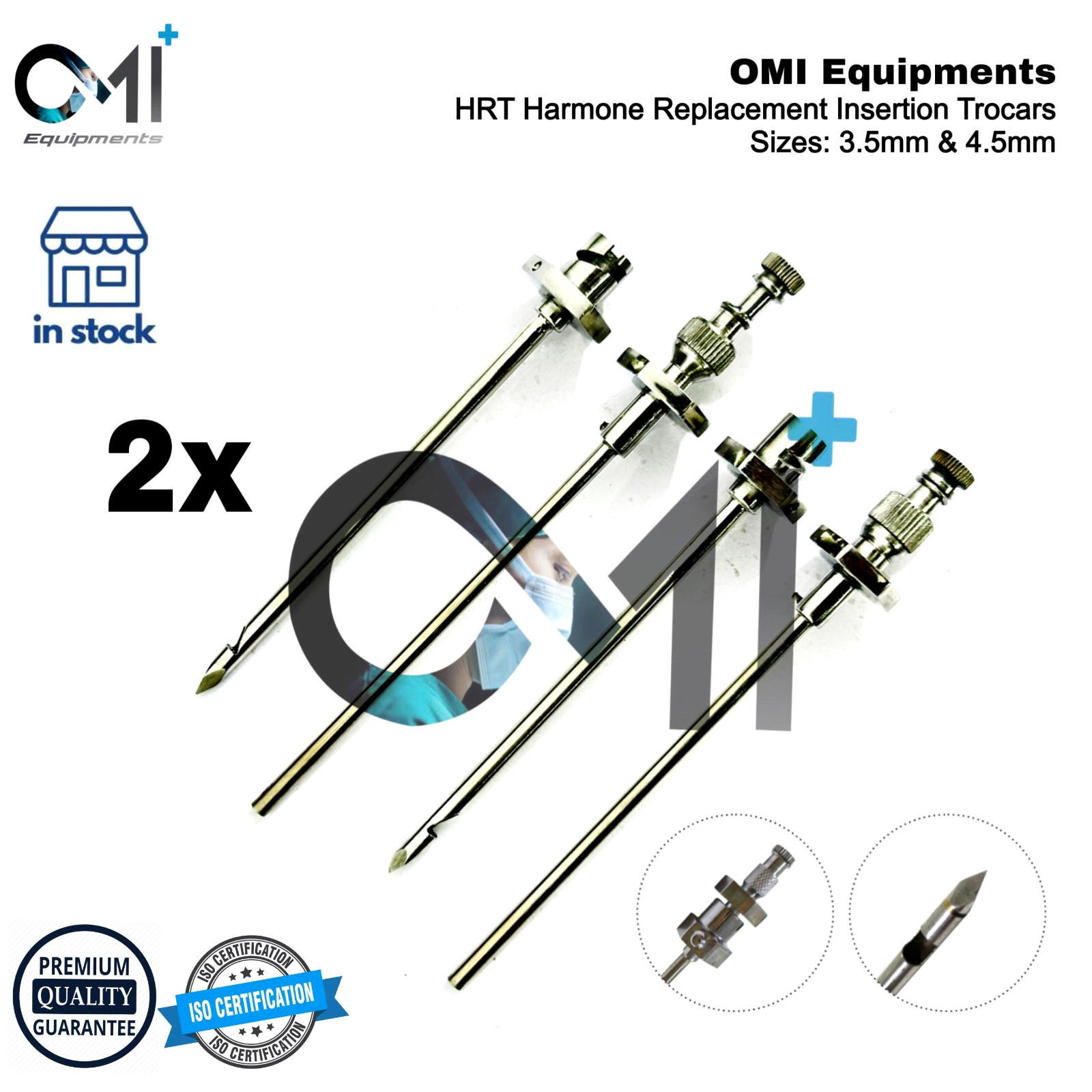 3.5mm & 4.5mm HRT Trocar kit Hormone Replacement Pellet Insertion Trocars