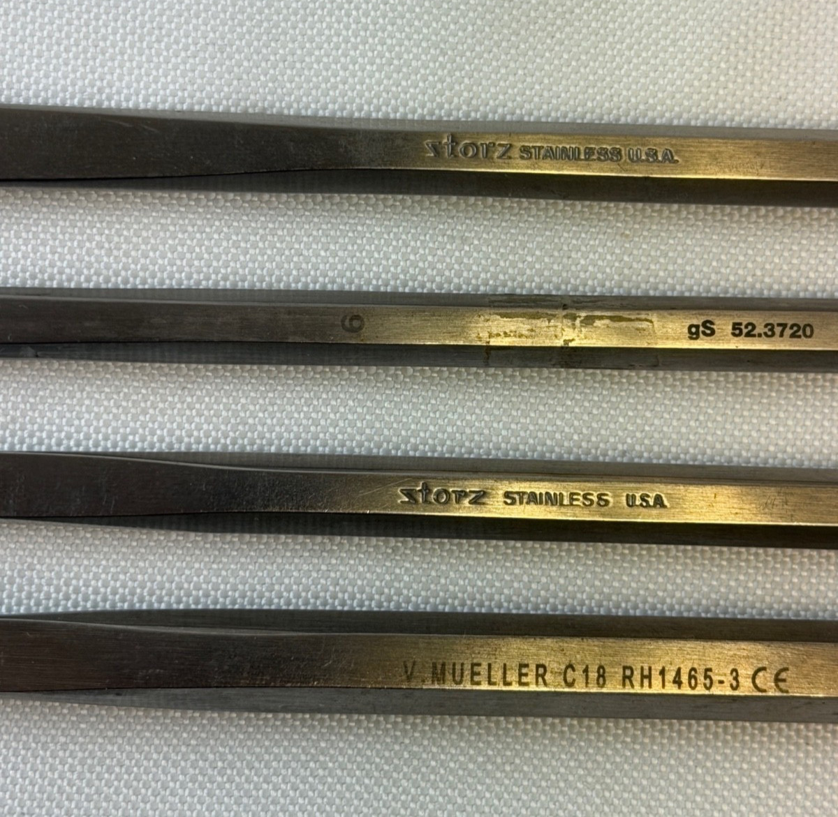 Set of 4 Storz Millennium Surgical V. Mueller Hexagonal Handle 6″ Osteotomes ENT