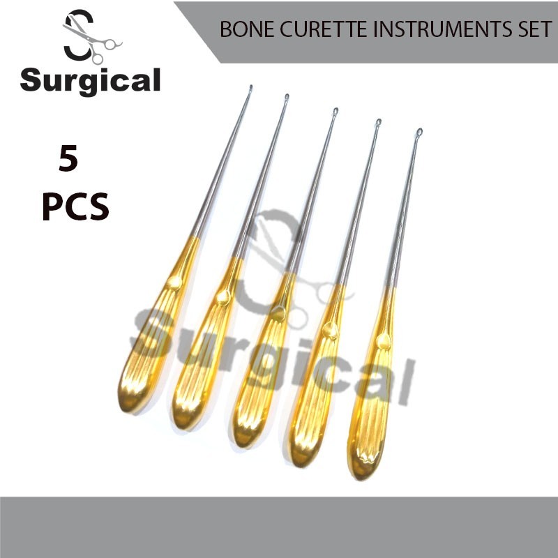 Spratt Brun Bone Curette | 5 PCs | Curved 26 cm | Orthopedic Surgical Instrument
