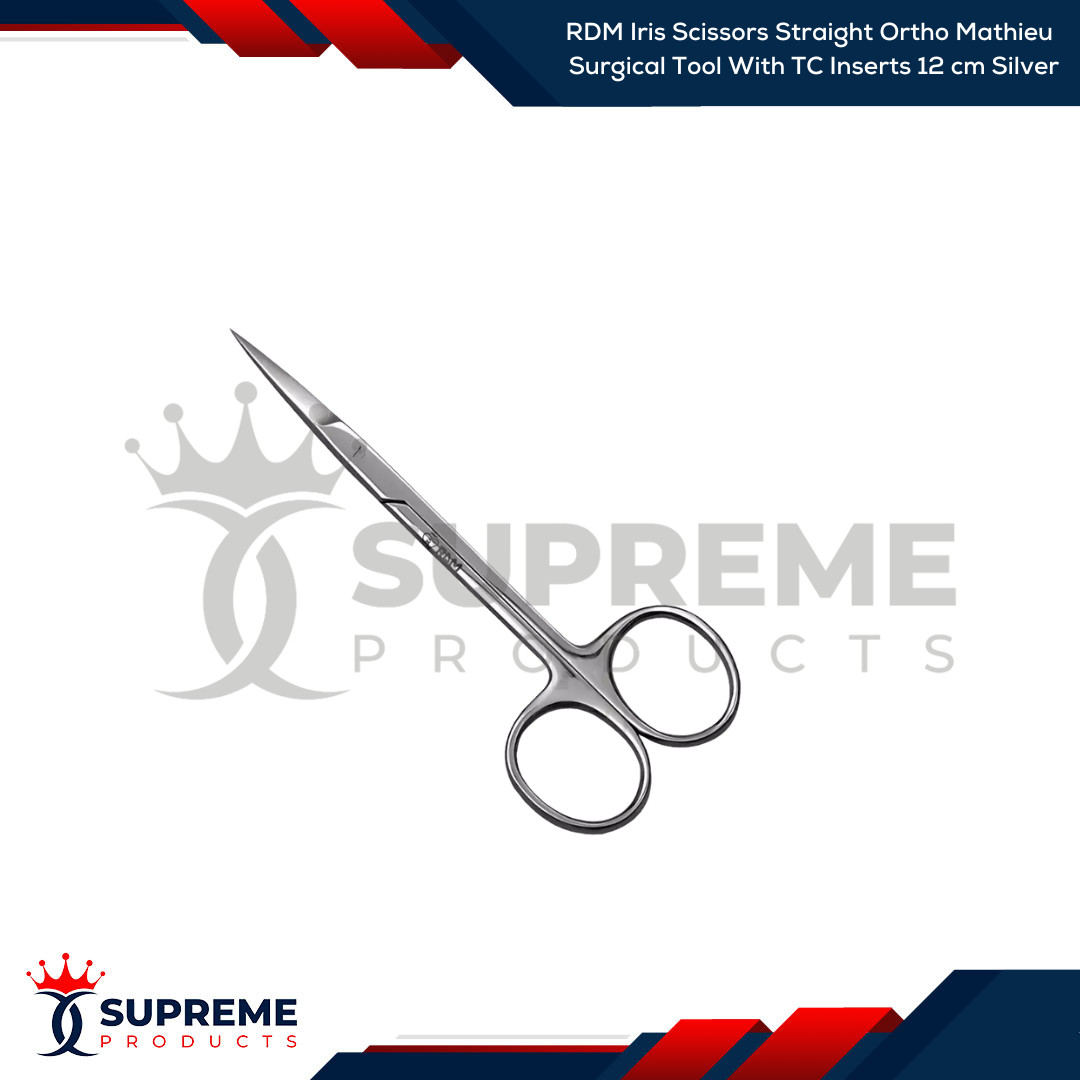 RDM Iris Scissors Straight Ortho Mathieu Surgical Tool With TC Inserts 12 cm