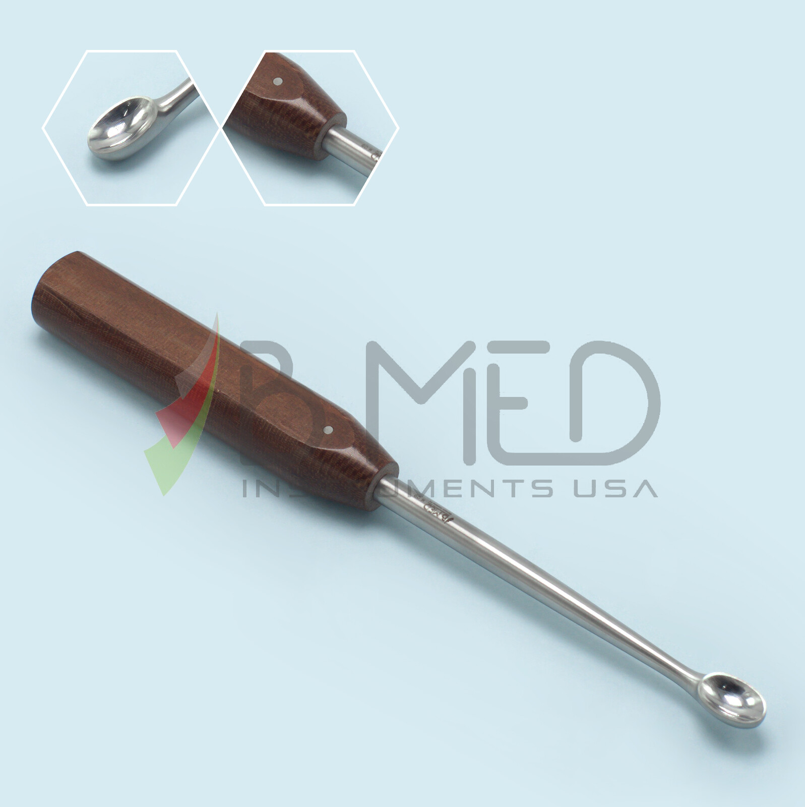 OR Grade Halle Spinal Bone Curettes 9mm Oval Cup Orthopedic Surgical Instruments