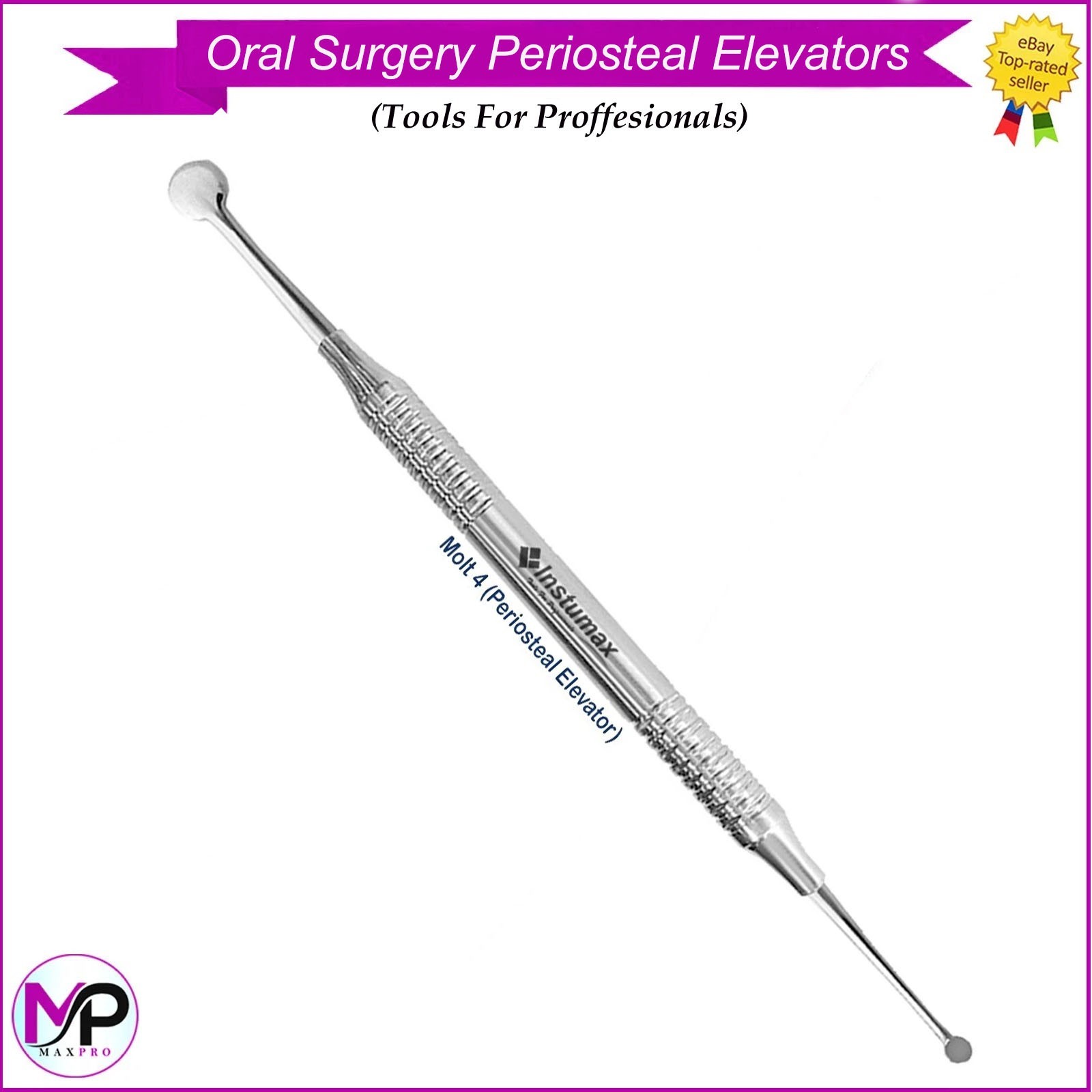 Oral Surgery Periosteal Elevators Set of 4 Stainless Steel Surgical Instruments