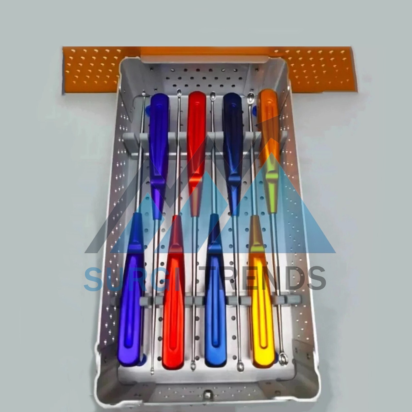 Cervical Bone Curettes Spine Instruments Set 8 Pcs With Box
