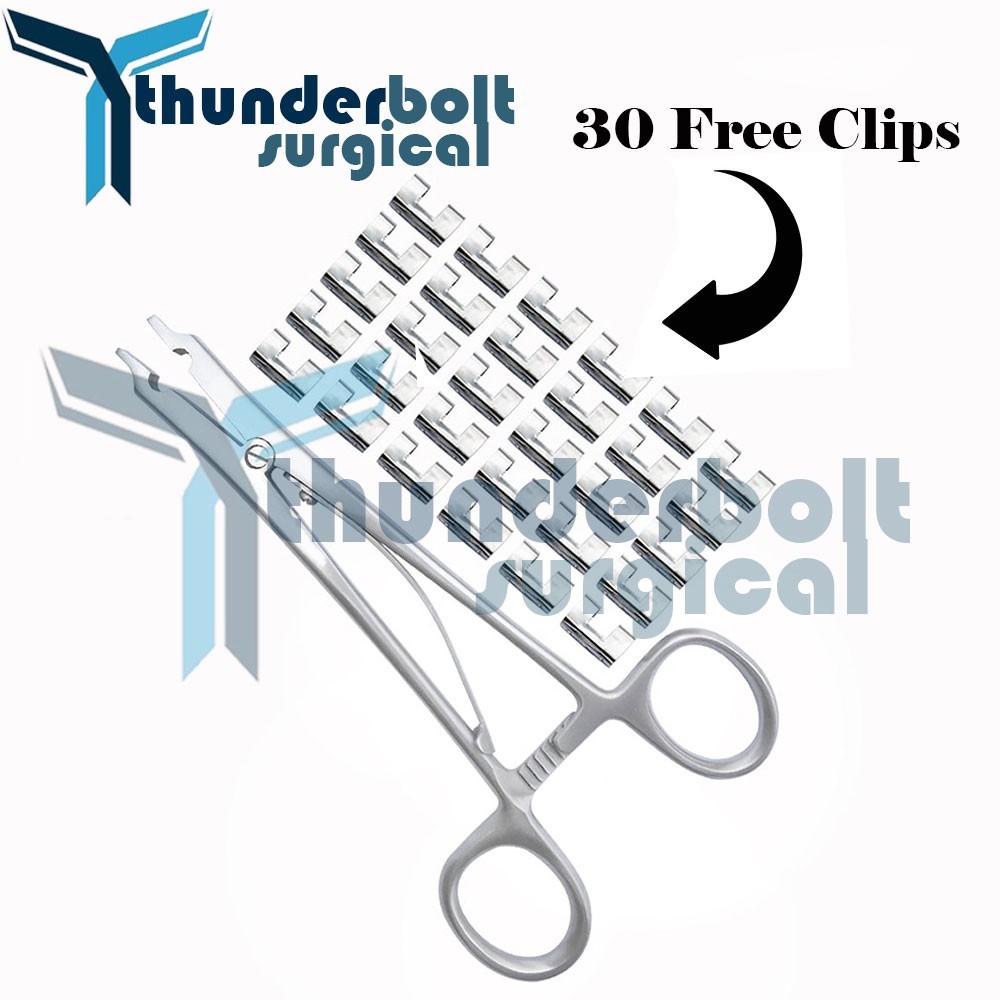 Raney Scalp Clip Applicator Plus 30 Pcs Clips Surgical Instruments Set