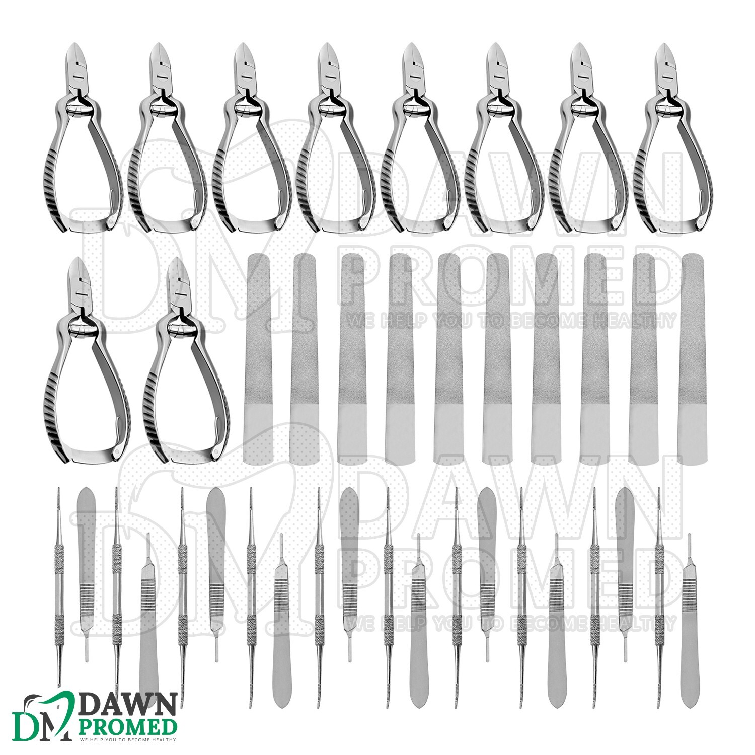 40 Pcs Podiatry Basic Barrel Spring Nail Nipper Set With FREE Blade German Grade